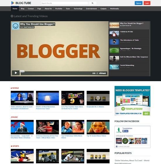 Blog Tube Video Blogger Template