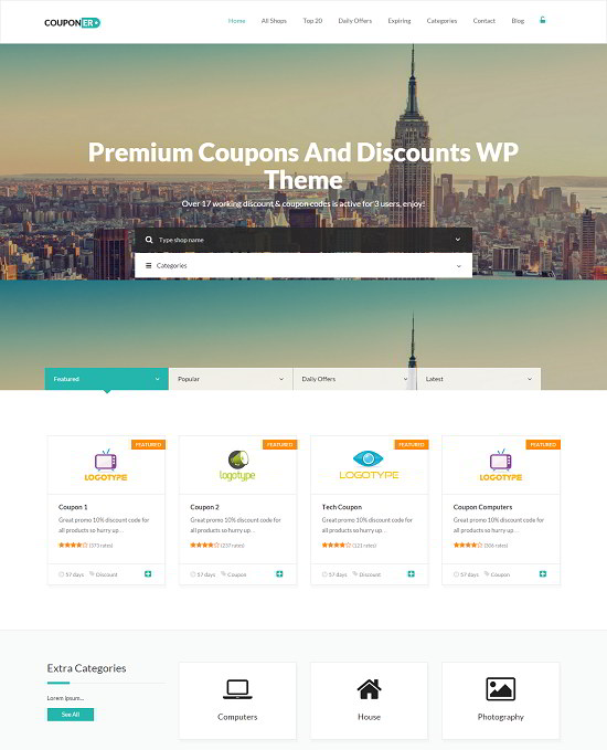 Couponer - Premium WordPress theme for coupon discounts