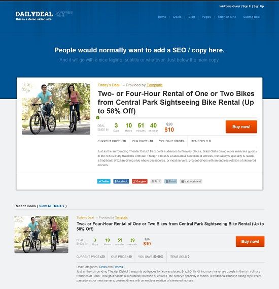 DailyDeal - Deal and Coupon Management WordPress Theme