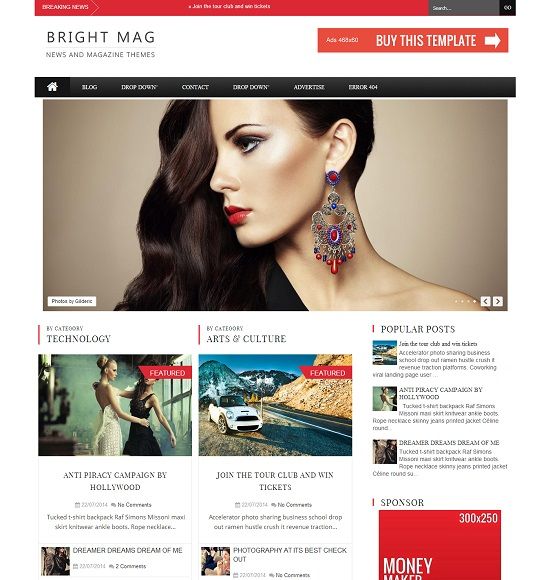 Bright Magazine Responsive Blogger Template
