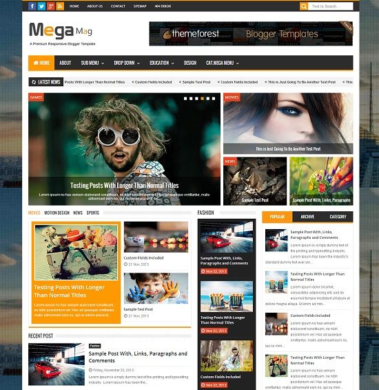 Mega Mag Responsive Magazine Blogger Template
