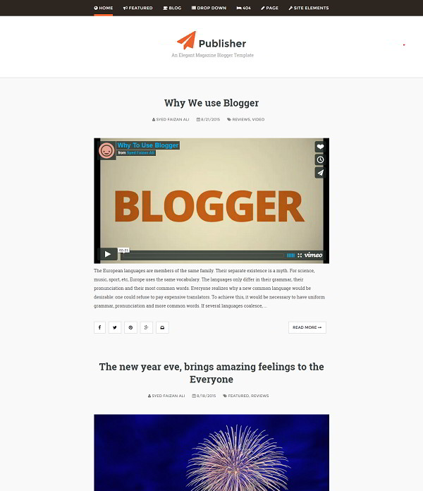 Publisher a classic blogger template